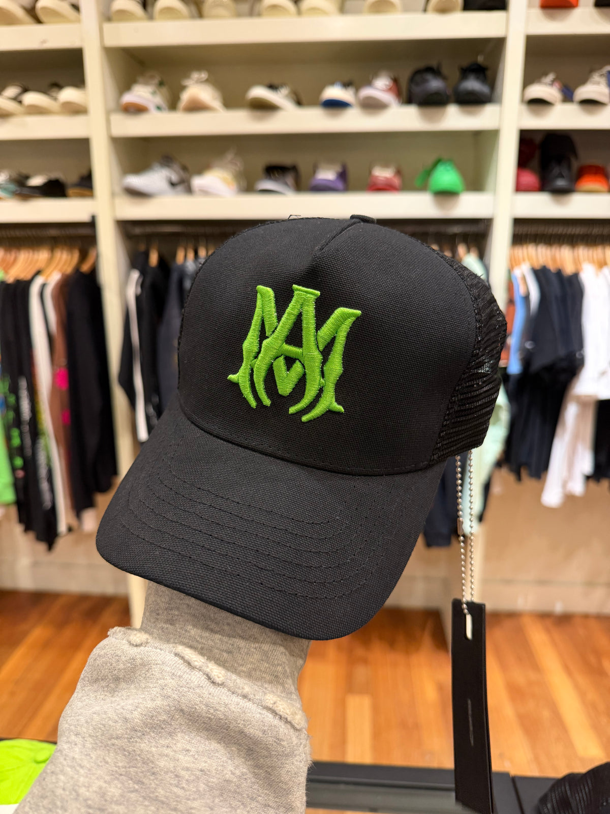 Amiri MA Logo Trucker Hat - Black / Green