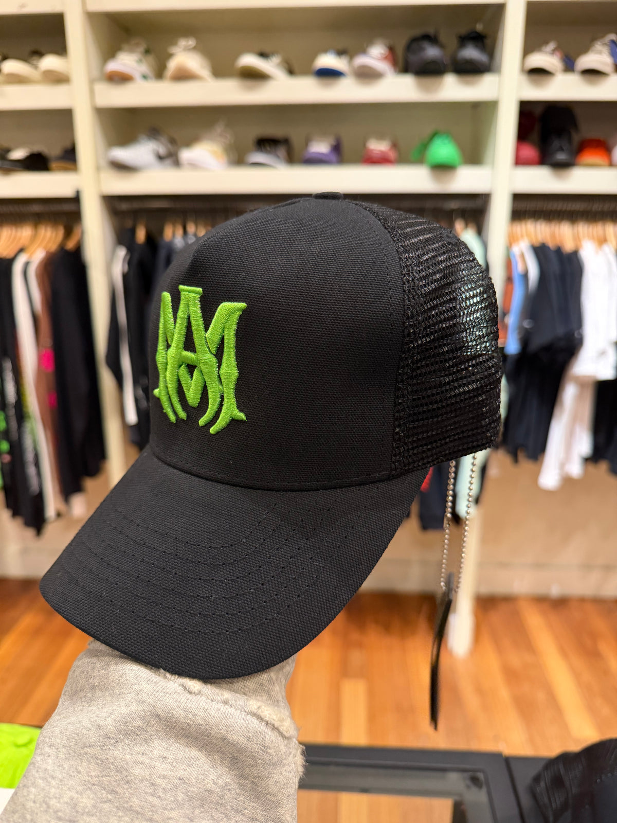 Amiri MA Logo Trucker Hat - Black / Green