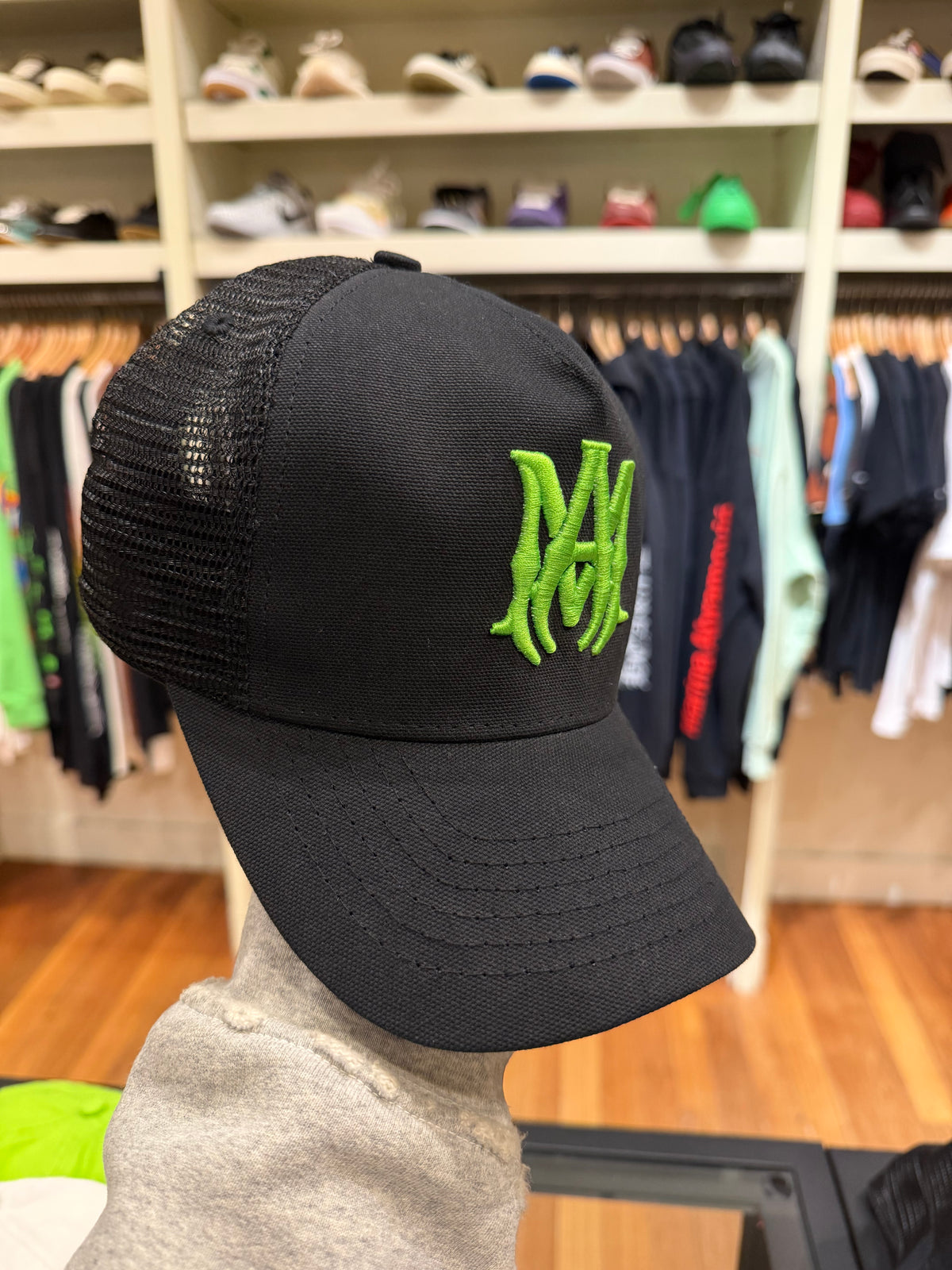 Amiri MA Logo Trucker Hat - Black / Green