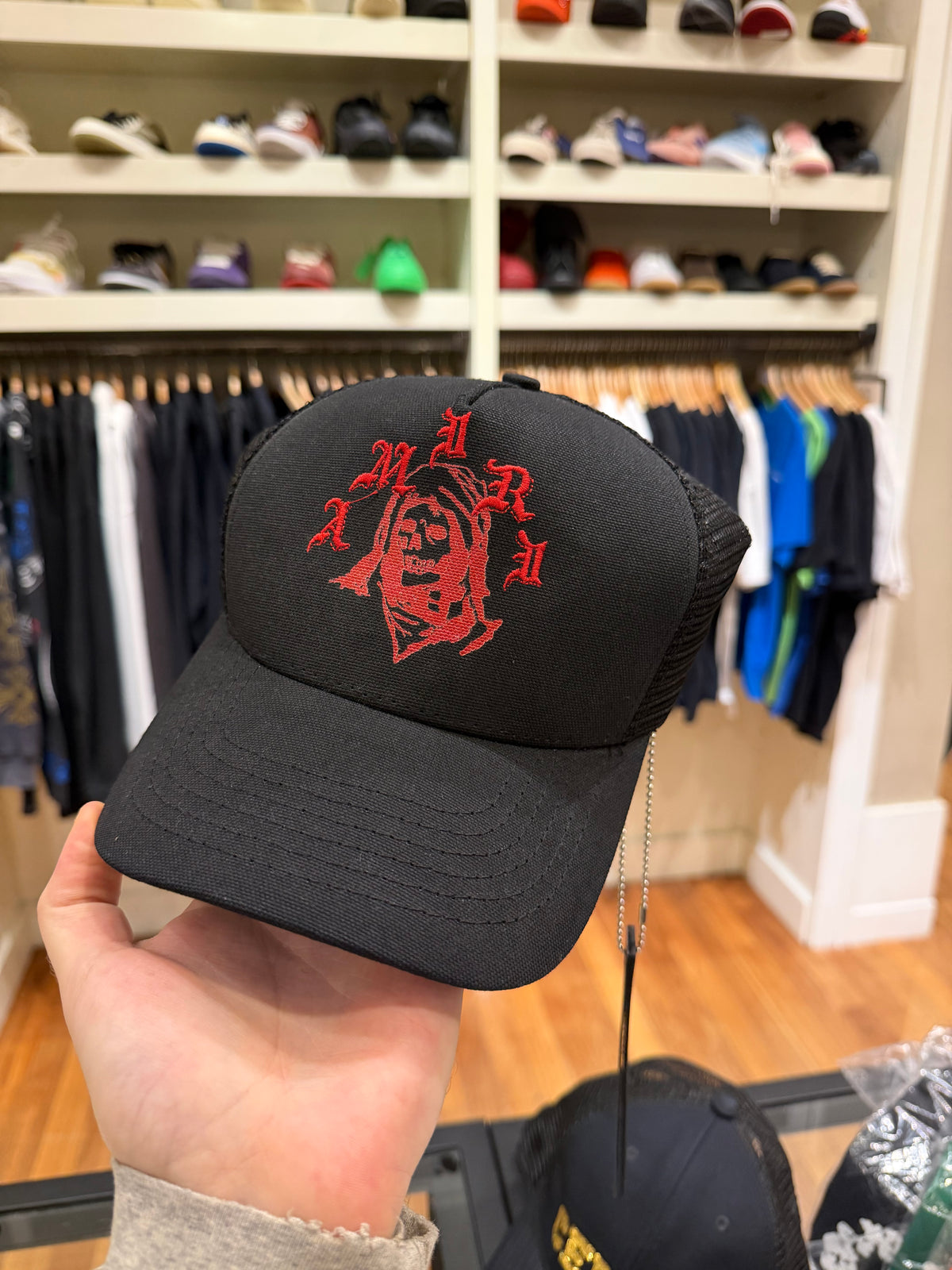 Amiri Reaper Trucker Hat - Black / Red