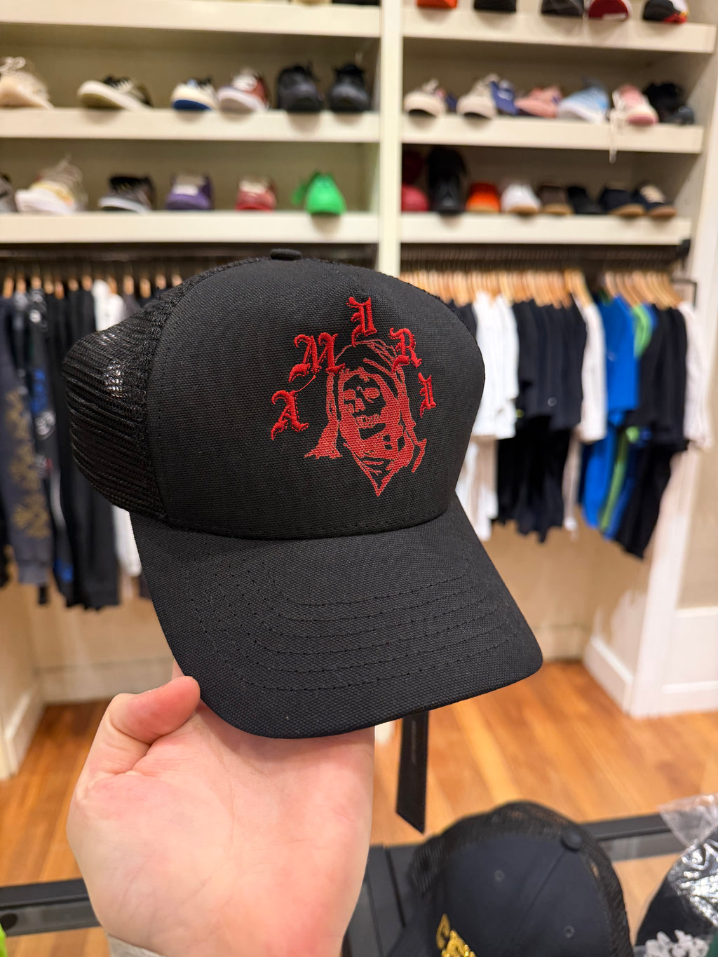 Amiri Reaper Trucker Hat - Black / Red