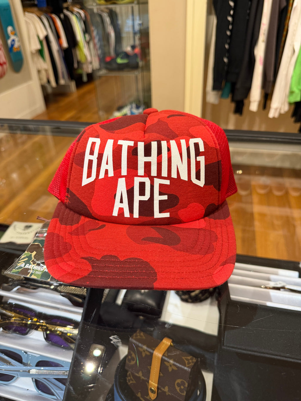 Bape Color Camo NYC Logo Mesh Trucker Hat