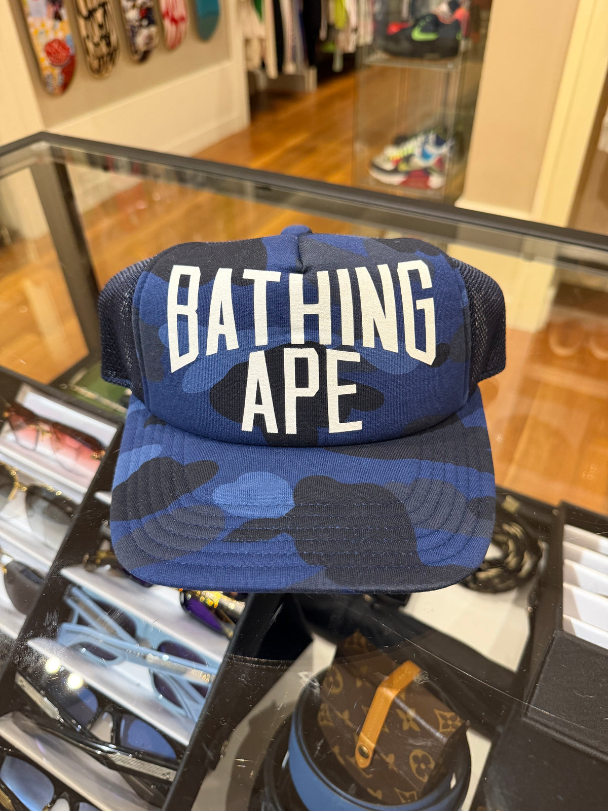 Bape Color Camo NYC Logo Mesh Trucker Hat