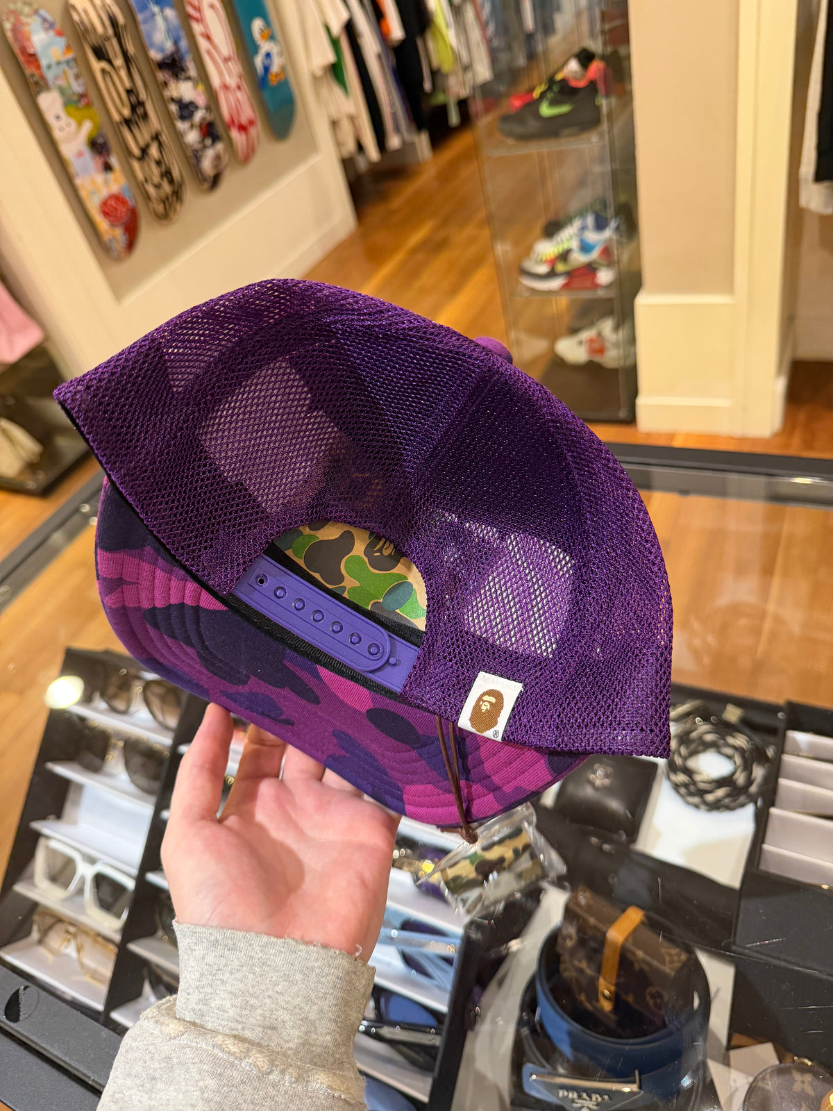Bape Color Camo NYC Logo Mesh Trucker Hat