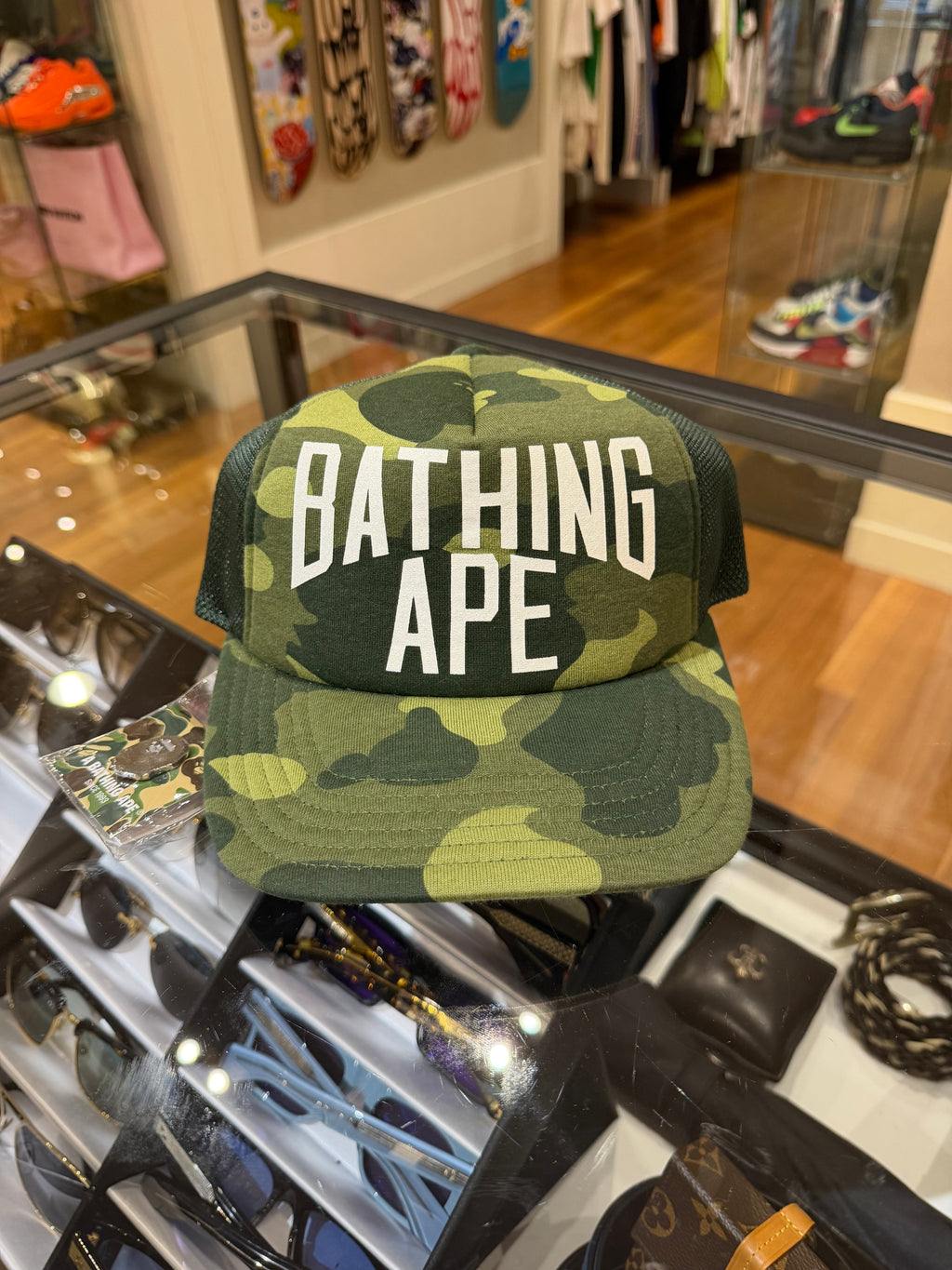 Bape Color Camo NYC Logo Mesh Trucker Hat