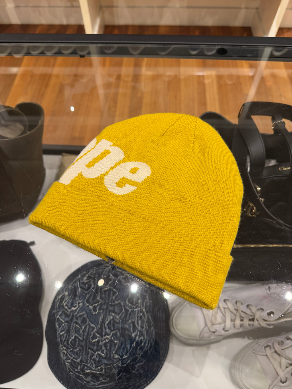 Bape Spell Out Beanie - Mustard
