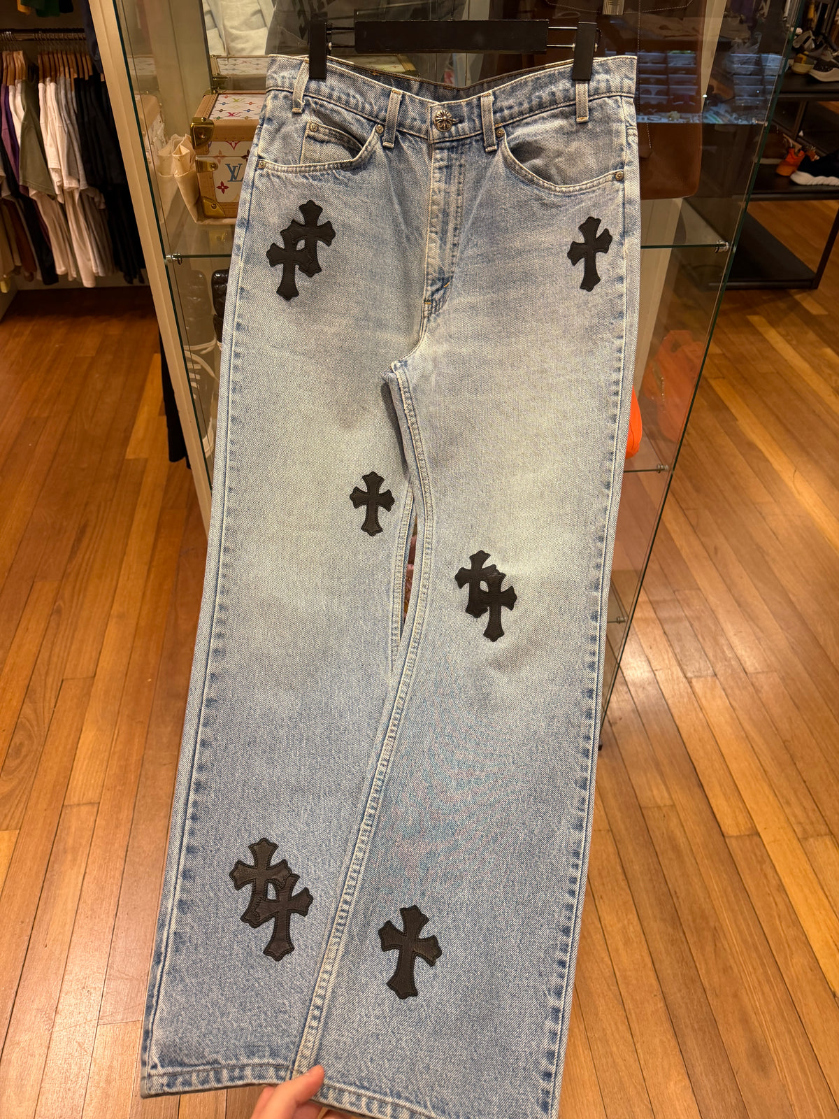 Chrome Hearts Levi’s 517 Orange Tab Cross Patch Denim Jeans