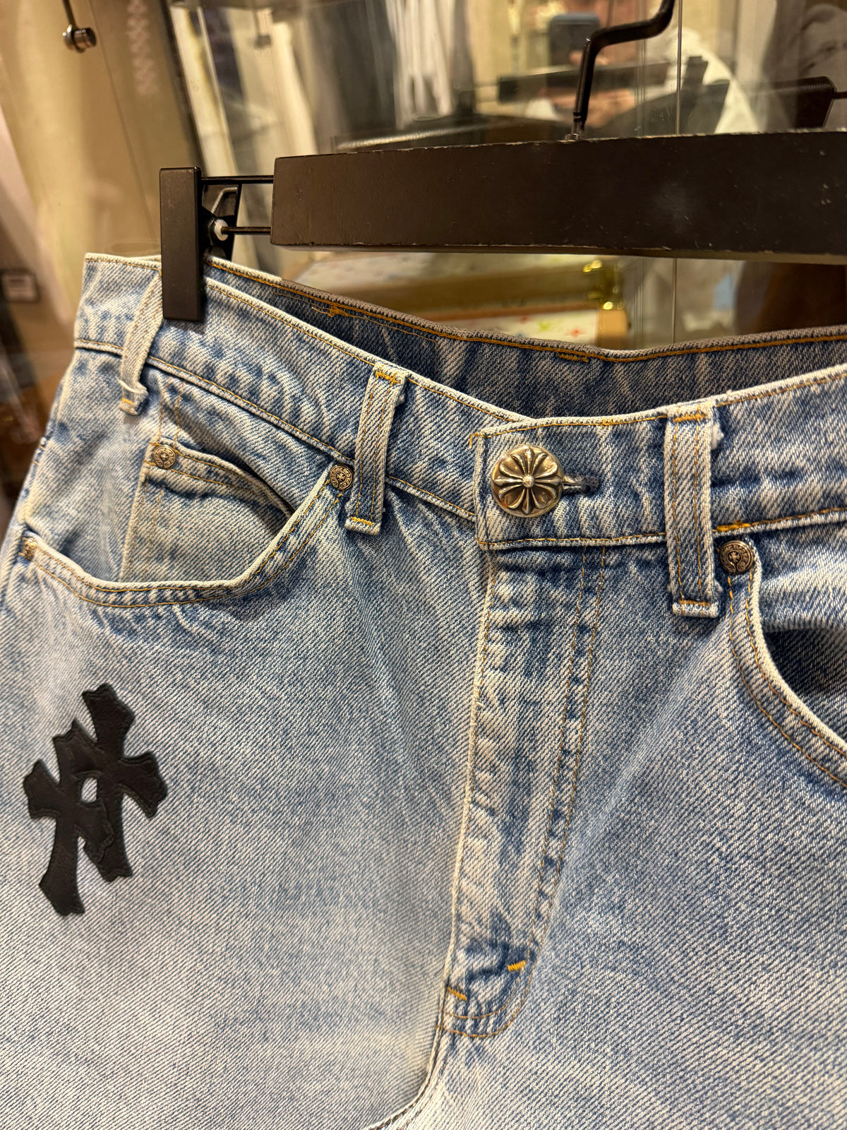 Chrome Hearts Levi’s 517 Orange Tab Cross Patch Denim Jeans