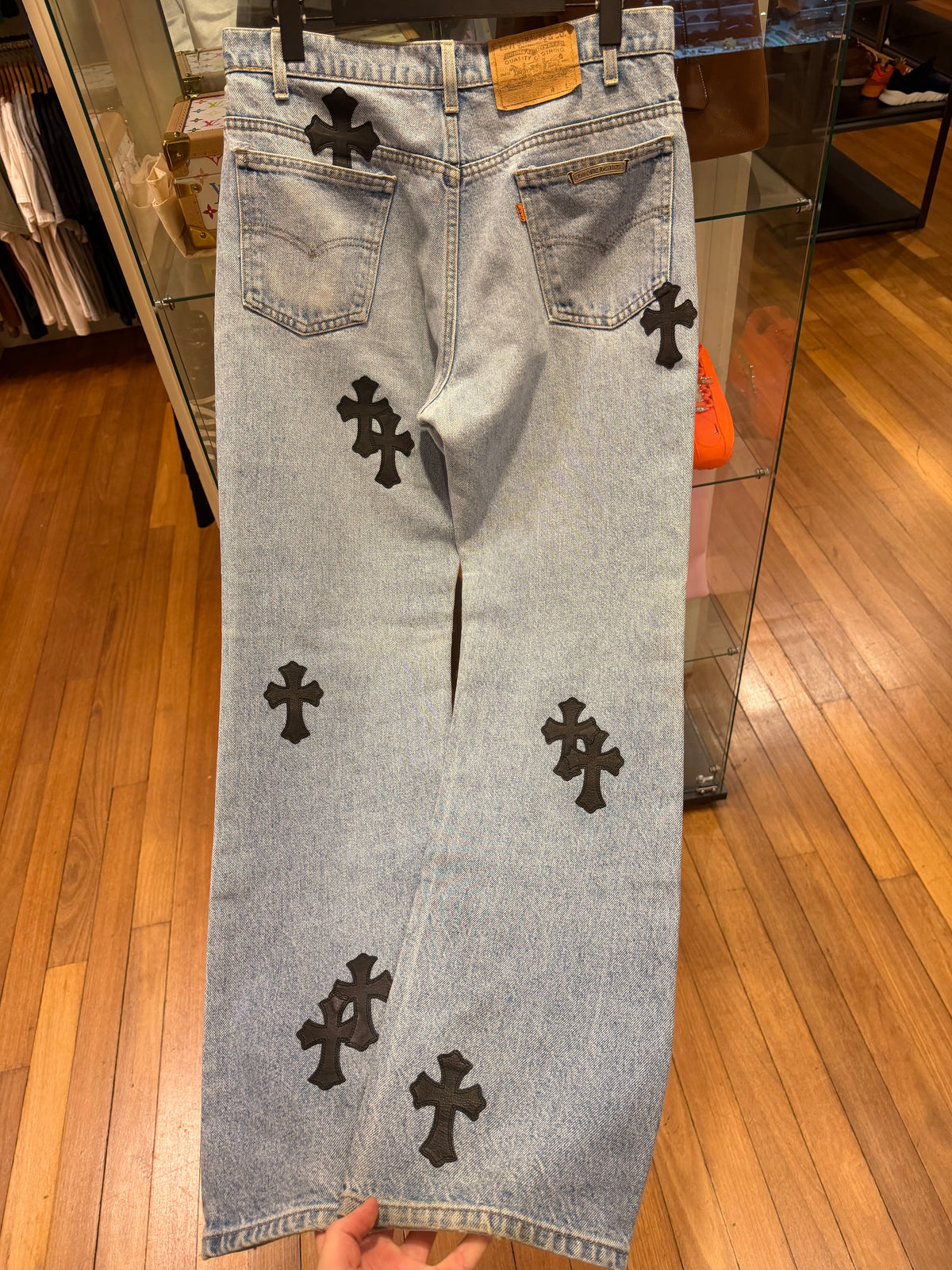Chrome Hearts Levi’s 517 Orange Tab Cross Patch Denim Jeans