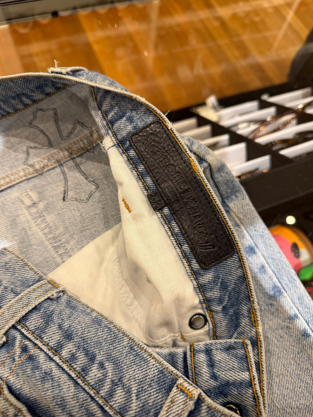 Chrome Hearts Levi’s 517 Orange Tab Cross Patch Denim Jeans