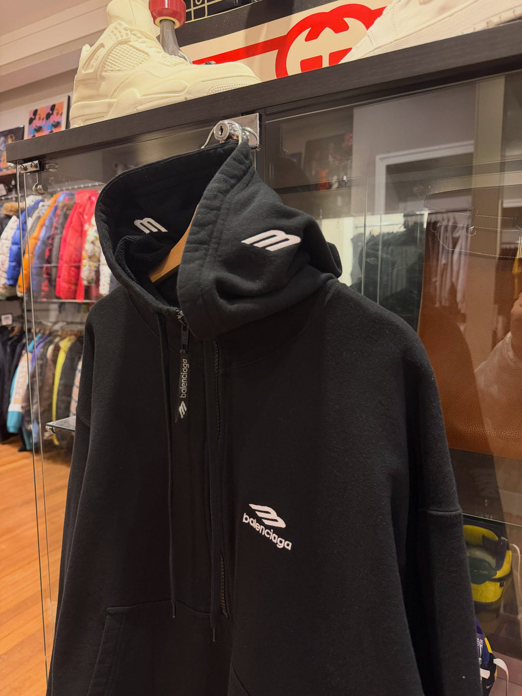 Balenciaga 3B Sports Icon Half Zip Hoodie - Black